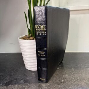 1994 Ryrie KJV Expanded Edition Study Bible Red Letter Moody Black Leather